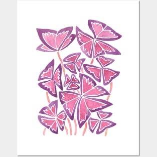 Purple and pink watercolor flowers Posters and Art